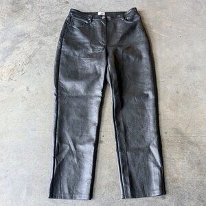 Aritzia Wilfred The Melina Pant Black Faux Leather Straight Leg High Rise